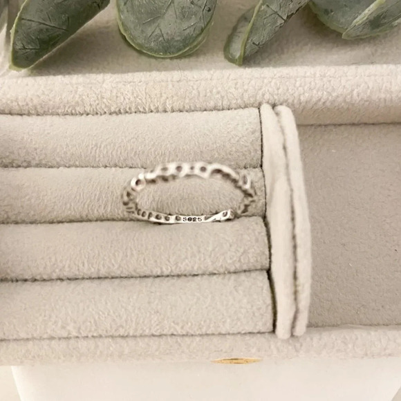 925 Sterling Silver Textured Ring Band Stackable Dainty Ring Hammered Ring - Picture 8 of 11